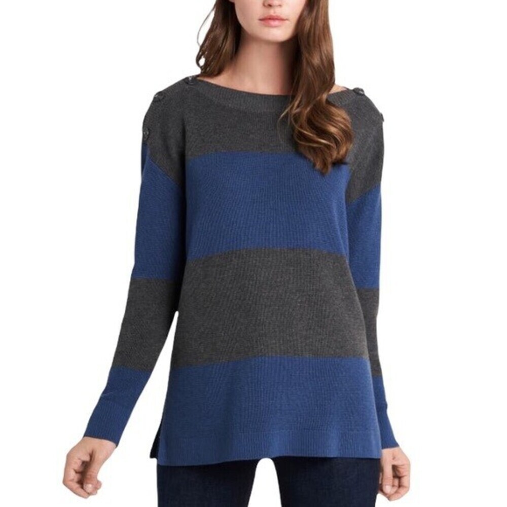 Vince Camuto Colorblock Tunic Sweater Blue/Grey Plus Size 2X